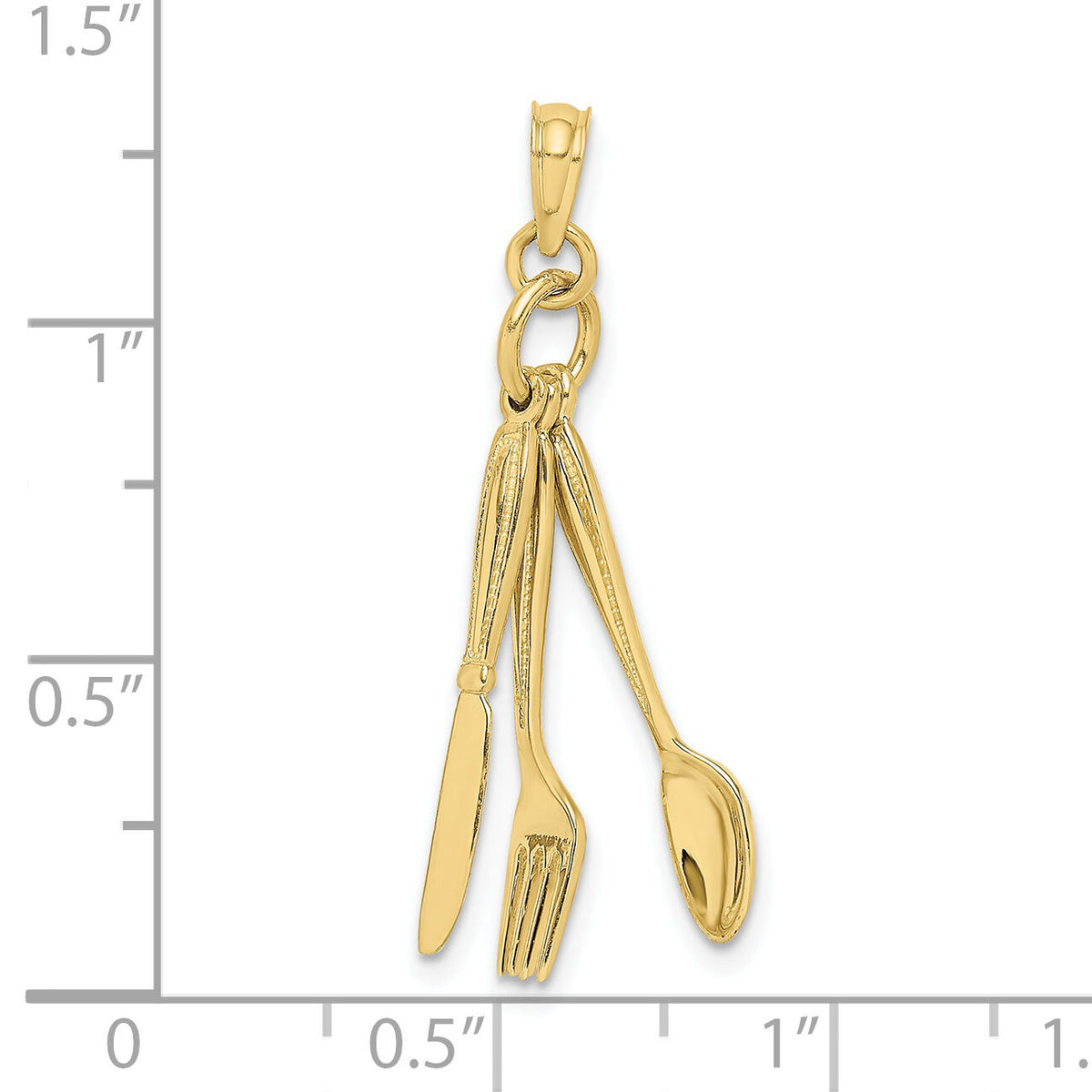 10K 3-D Moveable Knife, Fork, and Spoon Charm-10K7347