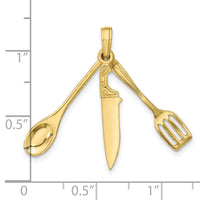 10K 3-D Moveable Spatula, Spoon, and Knife Charm-10K7352