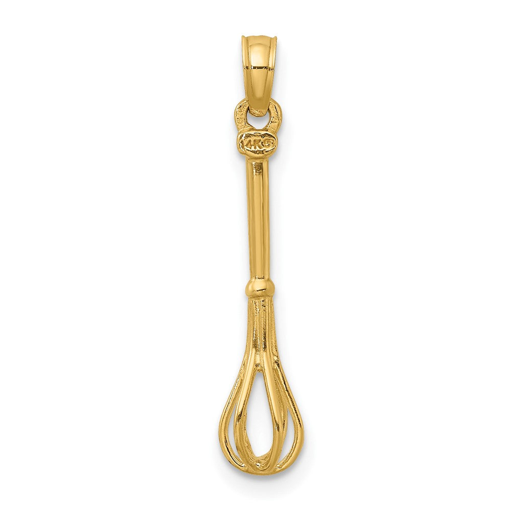 10K 3-D Polished Whisk Charm-10K7354