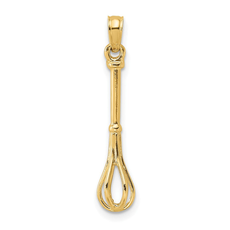 10K 3-D Polished Whisk Charm-10K7354