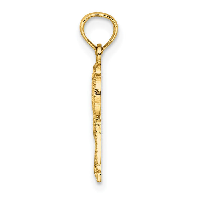 10K Textured Double Palm Tree Charm-10K7392