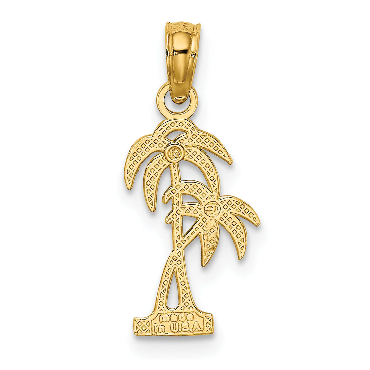 10K Textured Double Palm Tree Charm-10K7392