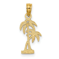 10K Textured Double Palm Tree Charm-10K7392