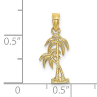 10K Textured Double Palm Tree Charm-10K7392