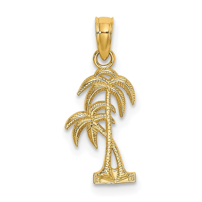 10K Textured Double Palm Tree Charm-10K7392