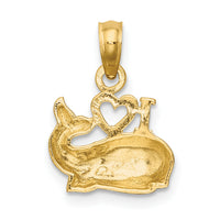 10K Polished  I HEART WHALES Charm-10K7398