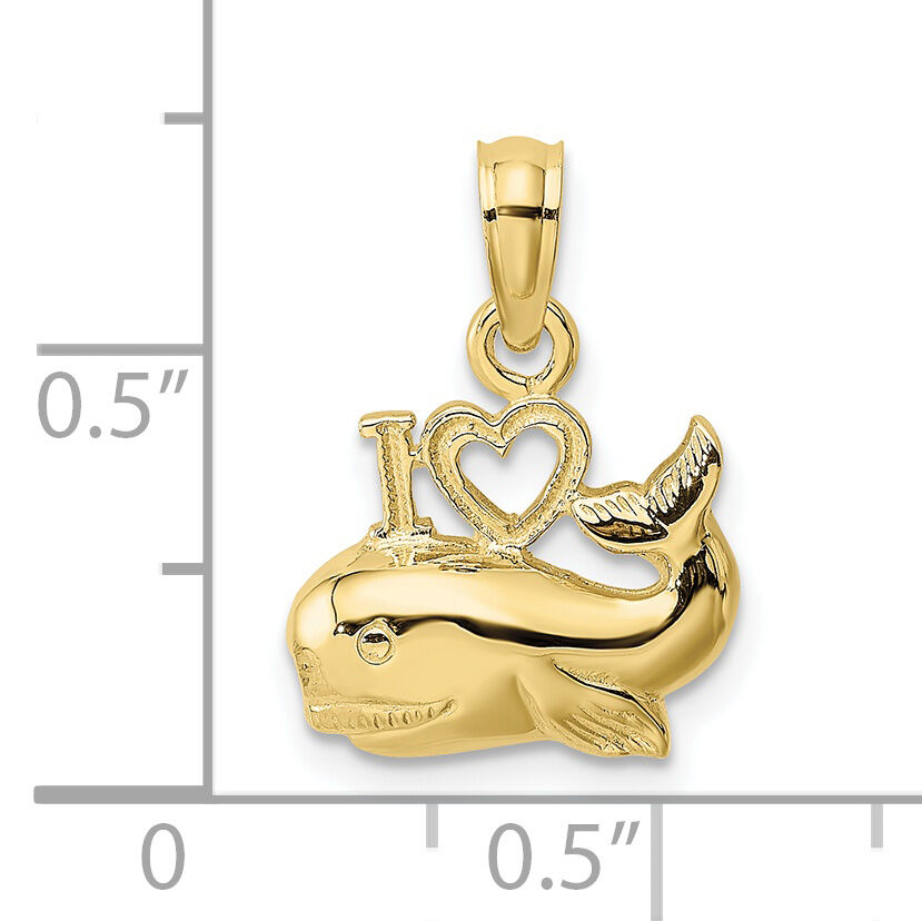 10K Polished  I HEART WHALES Charm-10K7398