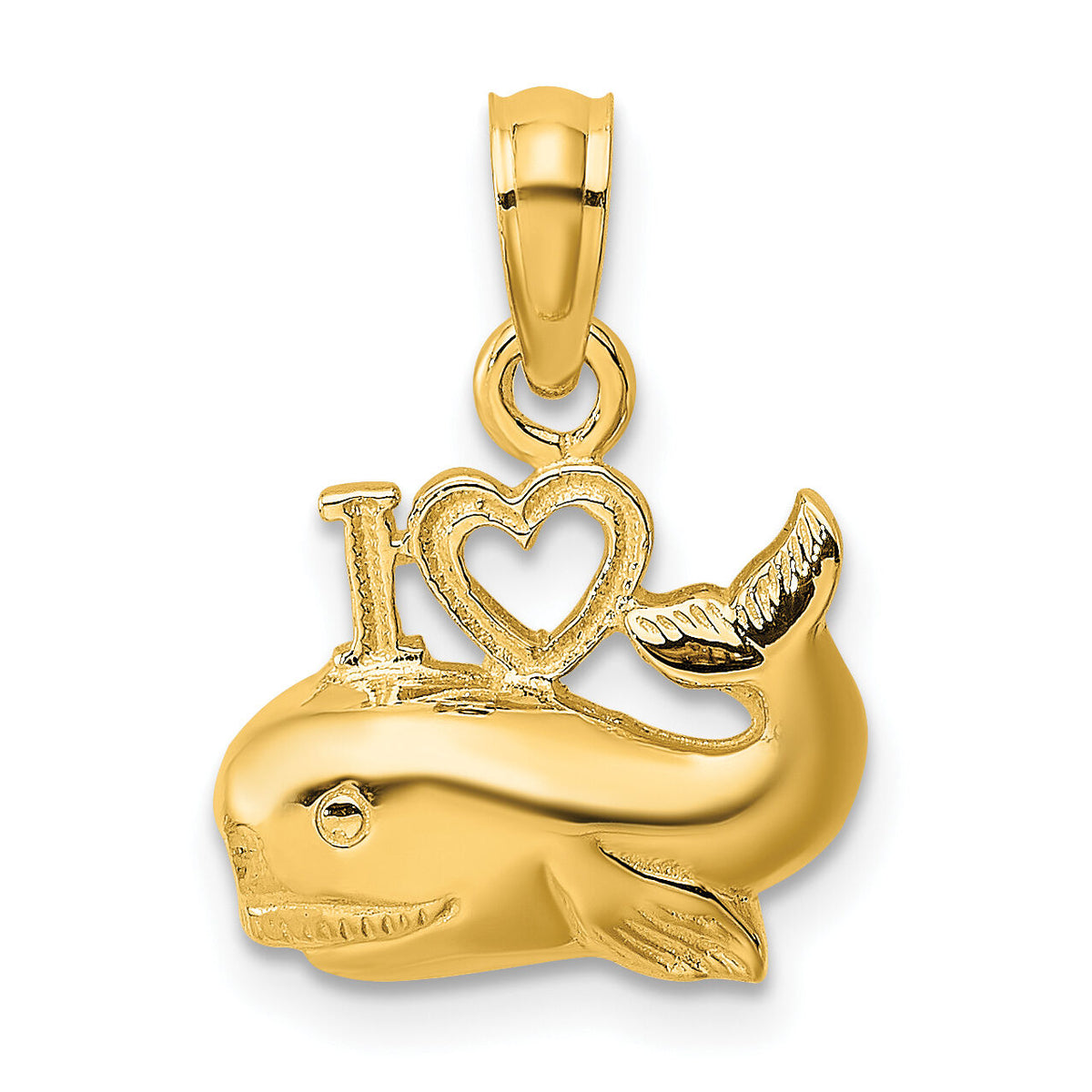 10K Polished  I HEART WHALES Charm-10K7398