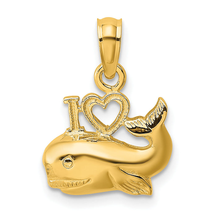 10K Polished  I HEART WHALES Charm-10K7398