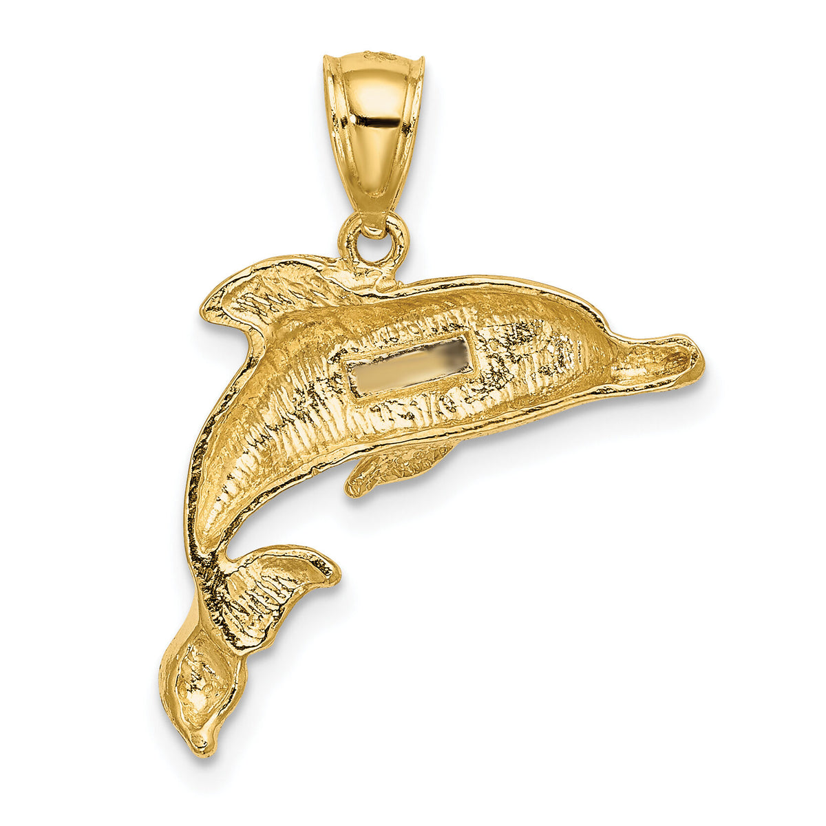 10K 2-D Polished and Engraved Dolphin Charm-10K7412