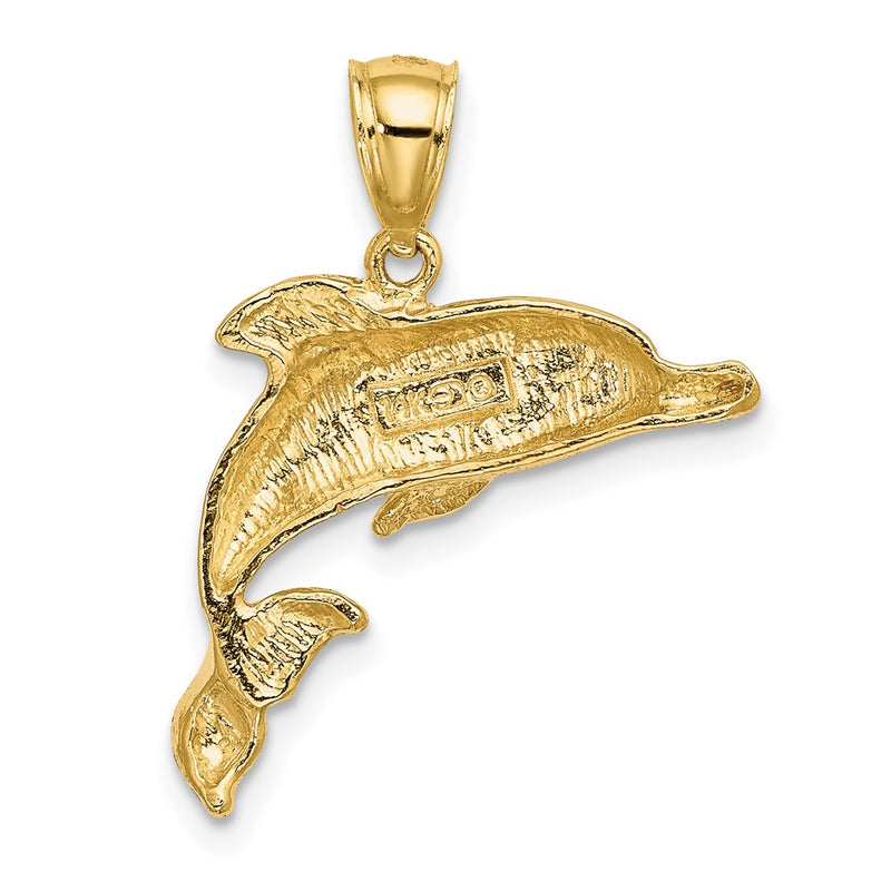 10K 2-D Polished and Engraved Dolphin Charm-10K7412