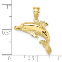 10K 2-D Polished and Engraved Dolphin Charm-10K7412