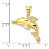 10K 2-D Polished and Engraved Dolphin Charm-10K7412