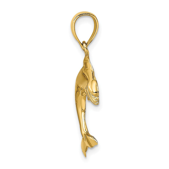 10K 2-D Polished Dolphin Jumping Charm-10K7419