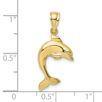 10K 2-D Polished Dolphin Jumping Charm-10K7419