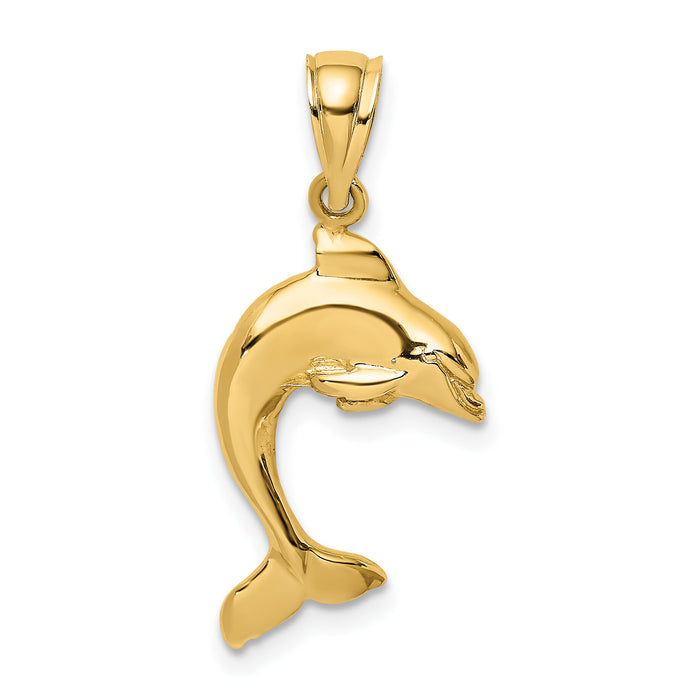 10K 2-D Polished Dolphin Jumping Charm-10K7419