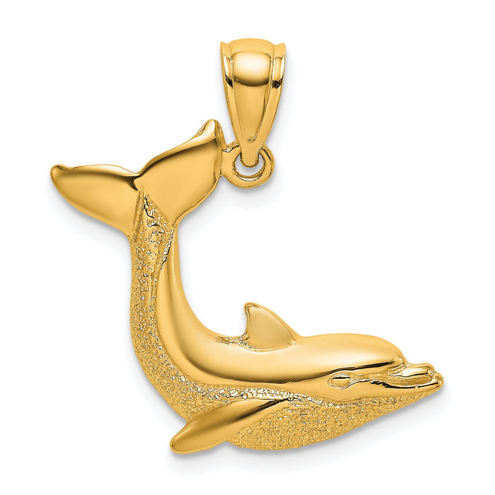 10K Textured Dolphin Jumping Charm-10K7420