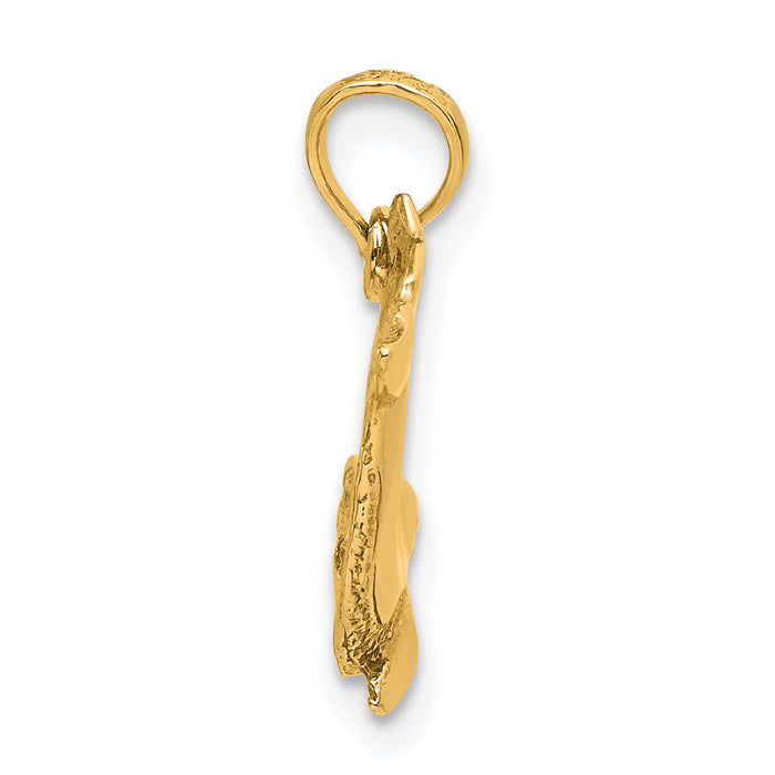 10K Textured Dolphin Jumping Charm-10K7421