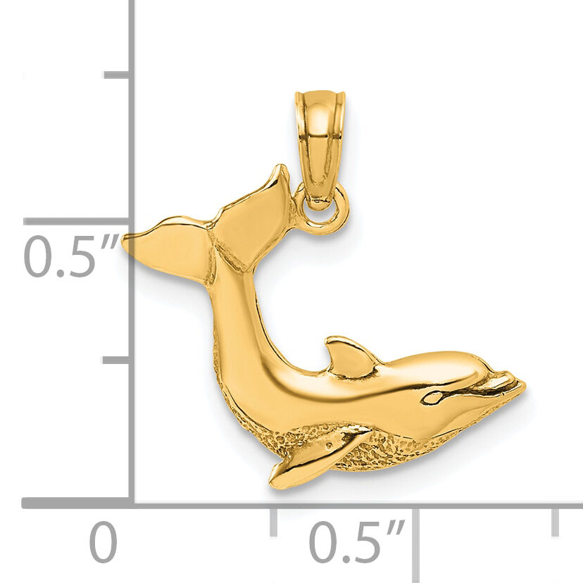 10K Textured Dolphin Jumping Charm-10K7421