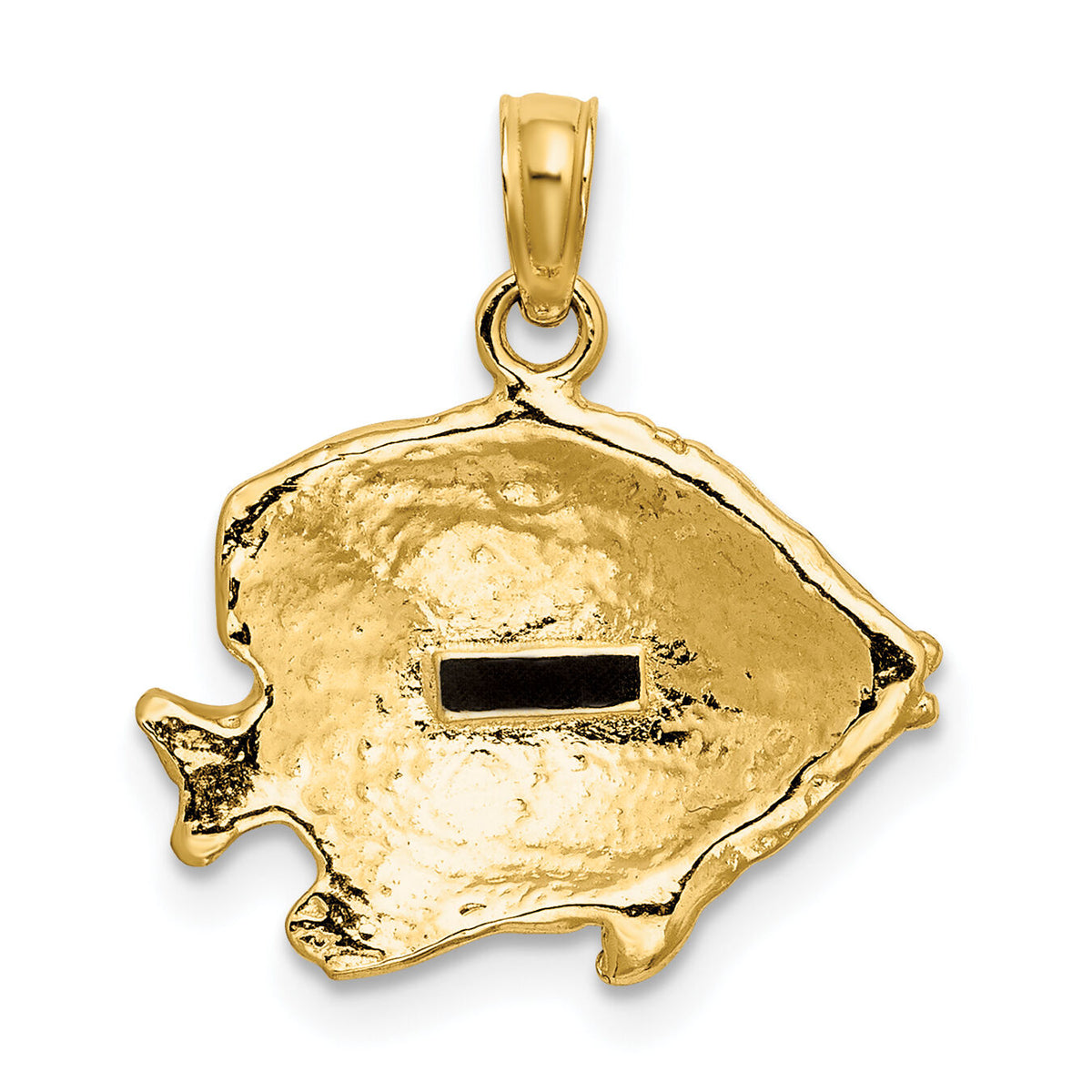 10K 2-D Polished Engraved Fish Charm-10K7423