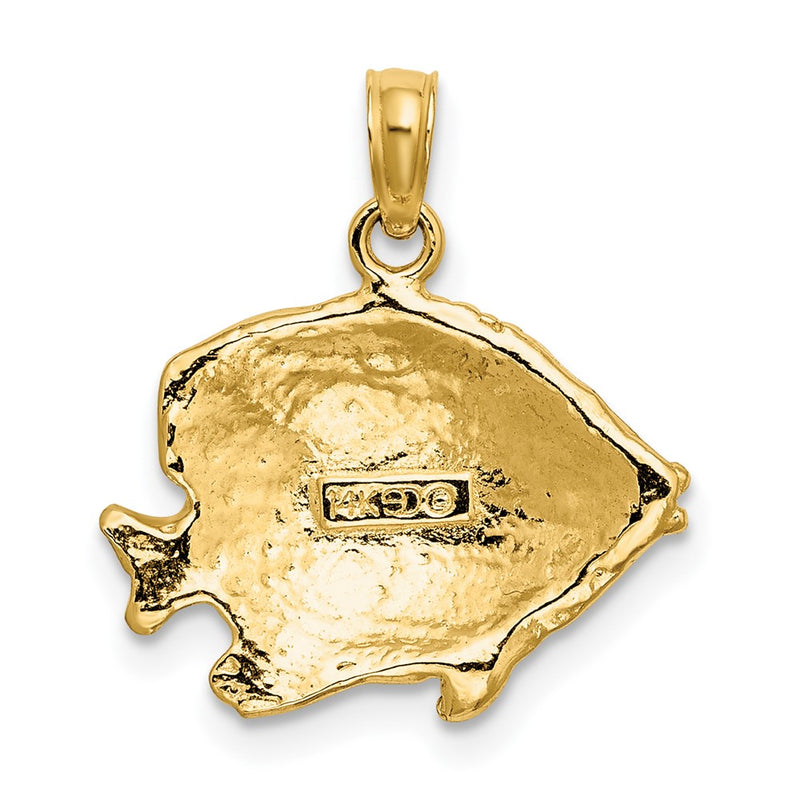 10K 2-D Polished Engraved Fish Charm-10K7423