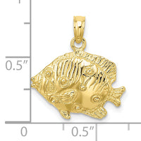 10K 2-D Polished Engraved Fish Charm-10K7423