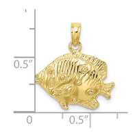 10K 2-D Polished Engraved Fish Charm-10K7423