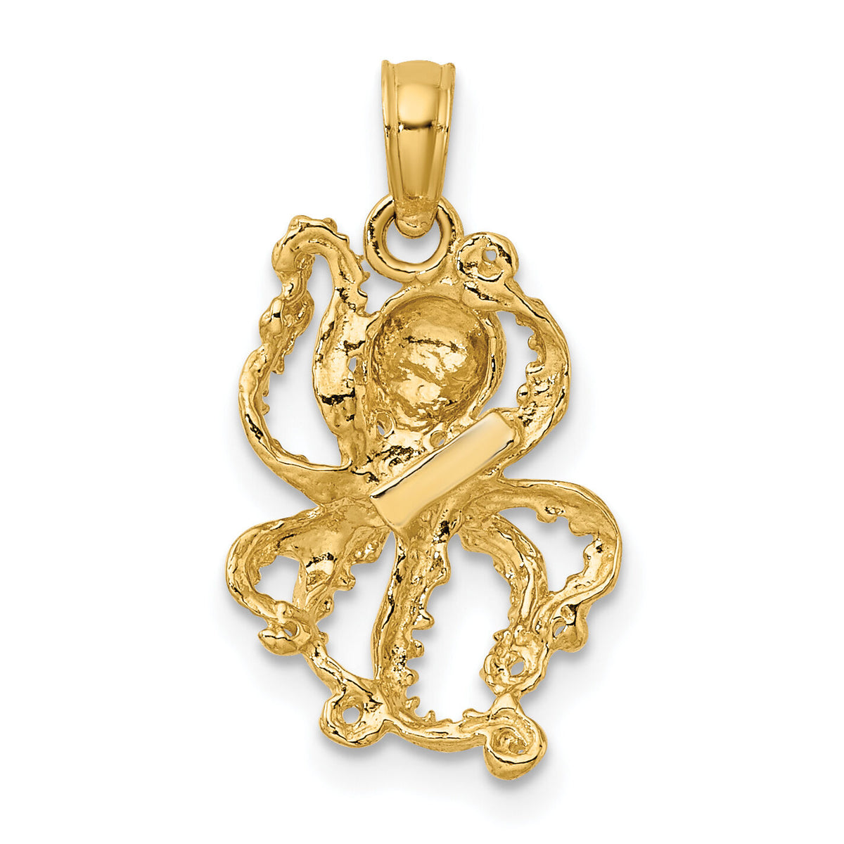10K 2-D Textured Octopus Charm-10K7428