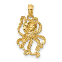 10K 2-D Textured Octopus Charm-10K7428