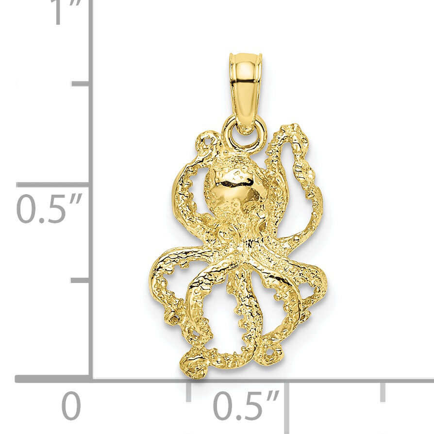 10K 2-D Textured Octopus Charm-10K7428