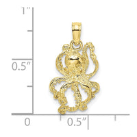 10K 2-D Textured Octopus Charm-10K7428