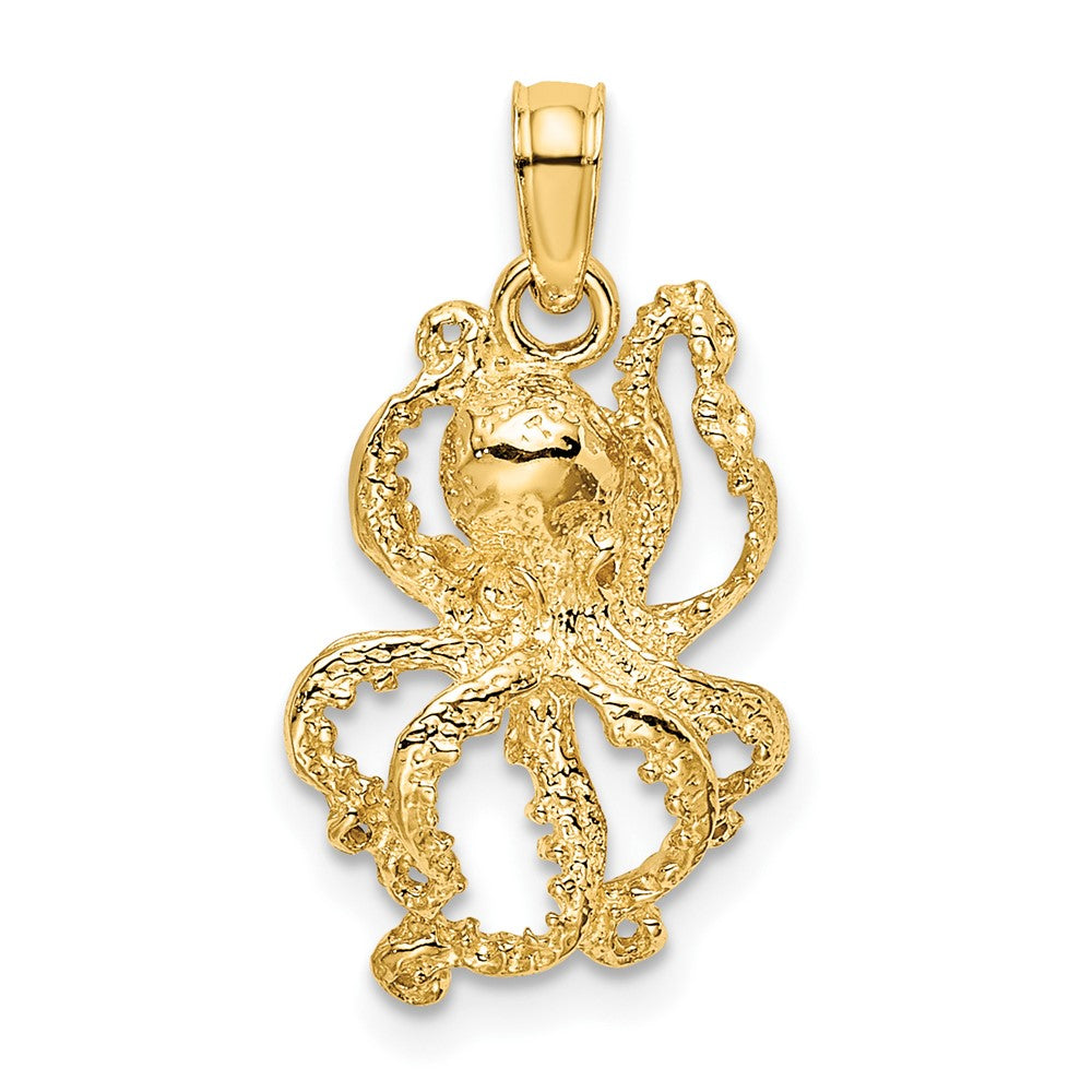 10K 2-D Textured Octopus Charm-10K7428