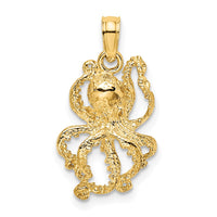 10K 2-D Textured Octopus Charm-10K7428