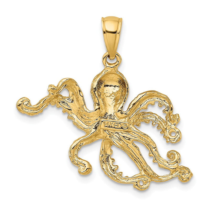 10K 2-D and Textured Octopus Charm-10K7431
