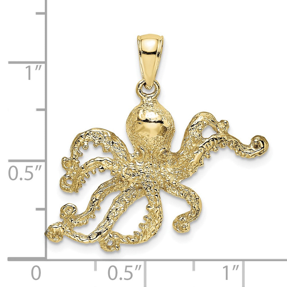 10K 2-D and Textured Octopus Charm-10K7431