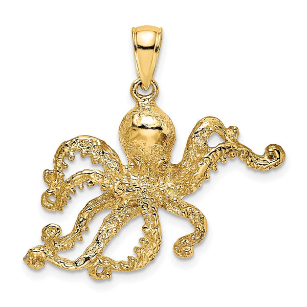 10K 2-D and Textured Octopus Charm-10K7431