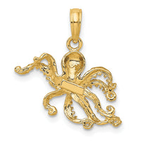 10K 2-D and Textured Octopus Charm-10K7432