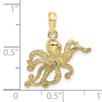 10K 2-D and Textured Octopus Charm-10K7432