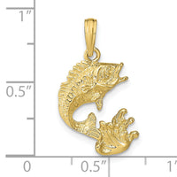 10k Polished Bass Fish Pendant-10K7439