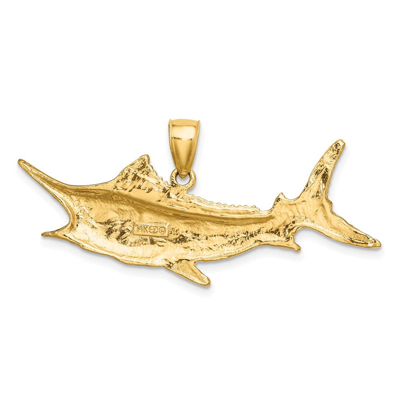 10K 2-D Textured Marlin Fish Charm-10K7442