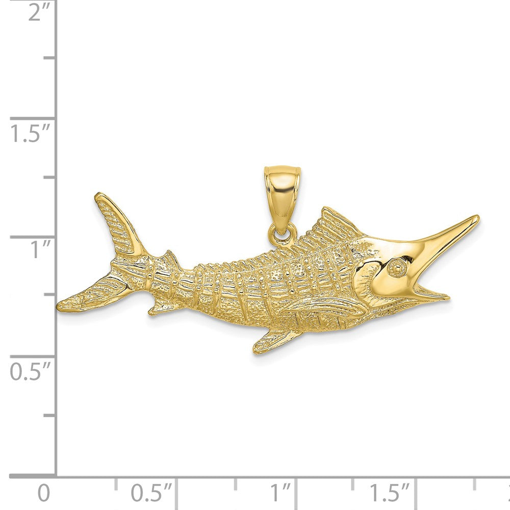 10K 2-D Textured Marlin Fish Charm-10K7442