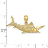 10K 2-D Textured Marlin Fish Charm-10K7443