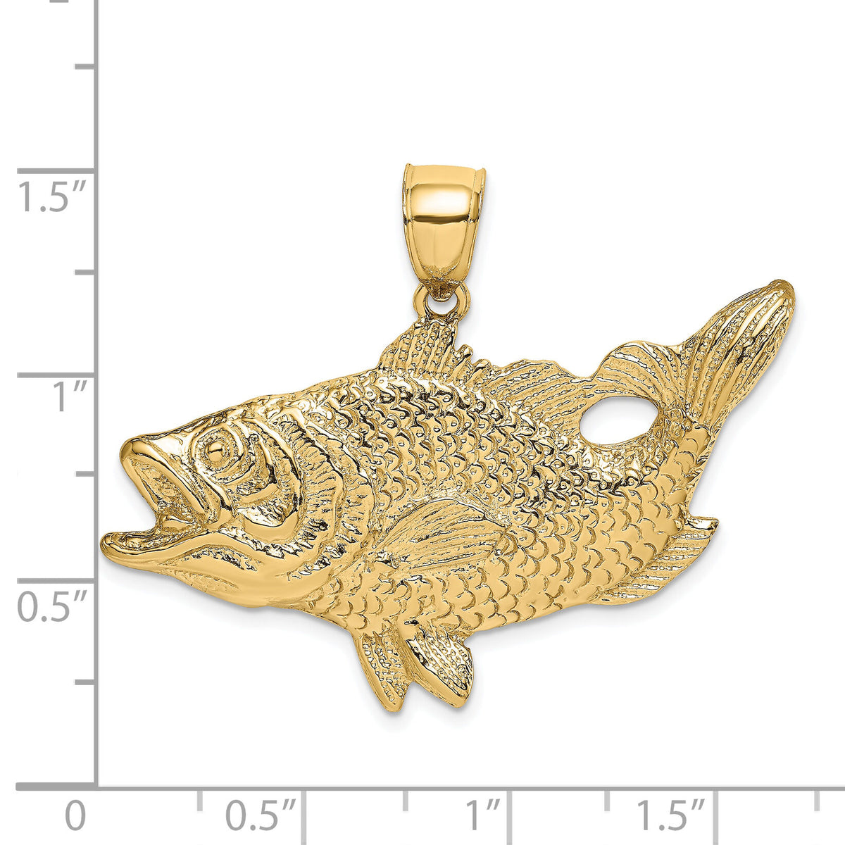 10K Open Mouth Bass Fish Charm-10K7444