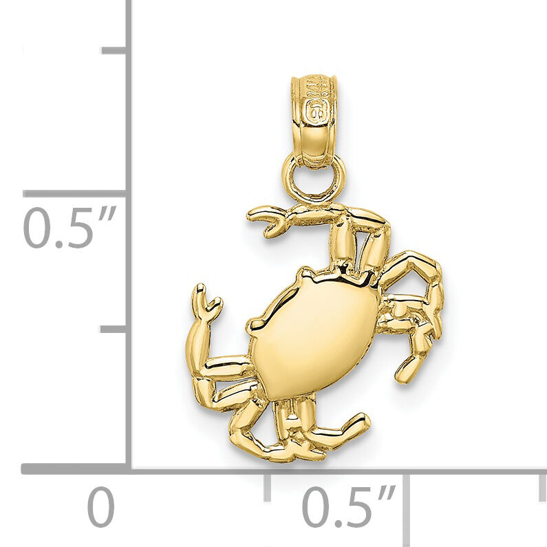 10K 2-D Polished Crab Charm-10K7445
