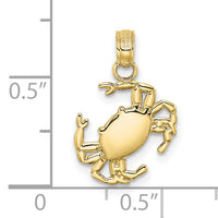 10K 2-D Polished Crab Charm-10K7445