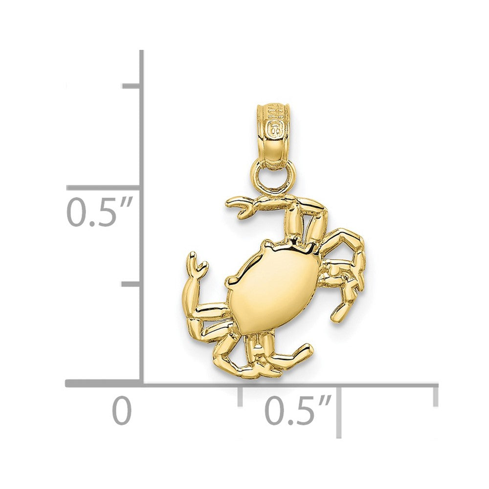 10K 2-D Polished Crab Charm-10K7445