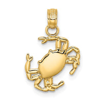 10K 2-D Polished Crab Charm-10K7445