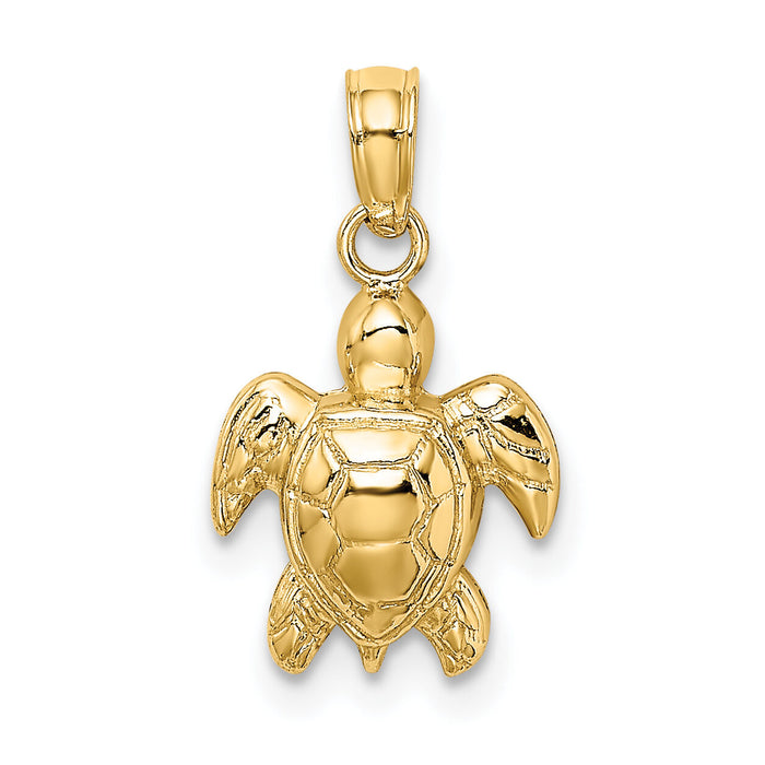 10K Textured Mini Sea Turtle Charm-10K7446