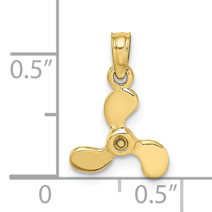 10K 3-D Polished Mini Three Blade Propeller Charm-10K7459