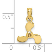 10K 3-D Polished Mini Three Blade Propeller Charm-10K7459